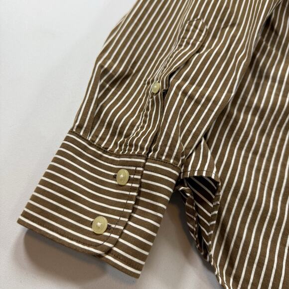 Hollister Vintage Y2K Logo Striped Oxford Button Shirt Brown Mns Medium - Picture 8 of 10
